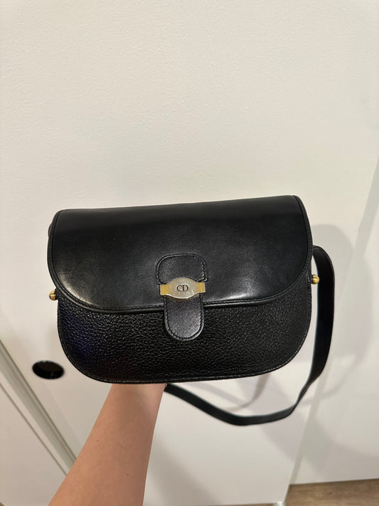 Vintage Black Christian Dior Crossbody with Removable Pouch