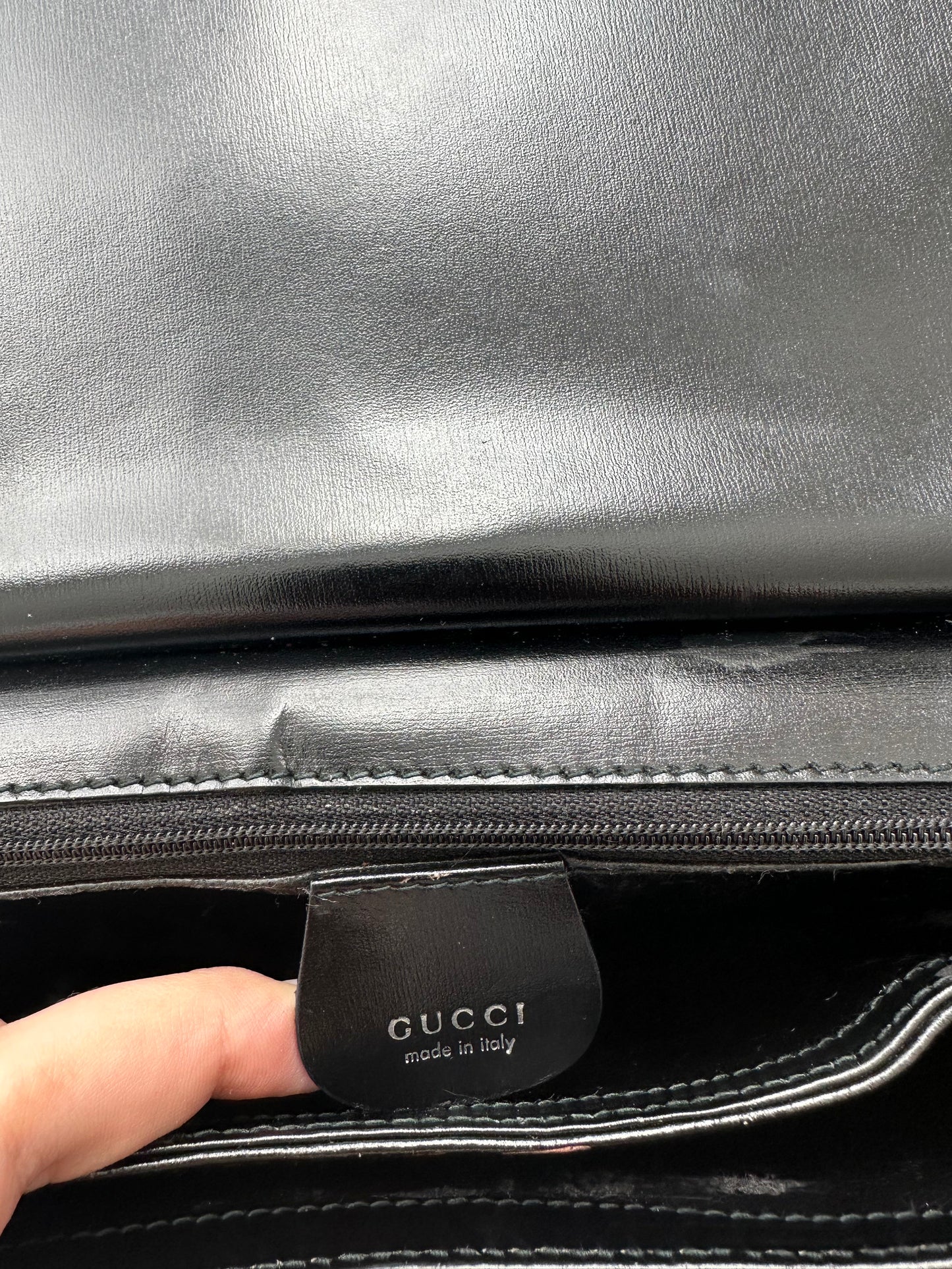 Vintage Black Leather Gucci Shoulder Bag
