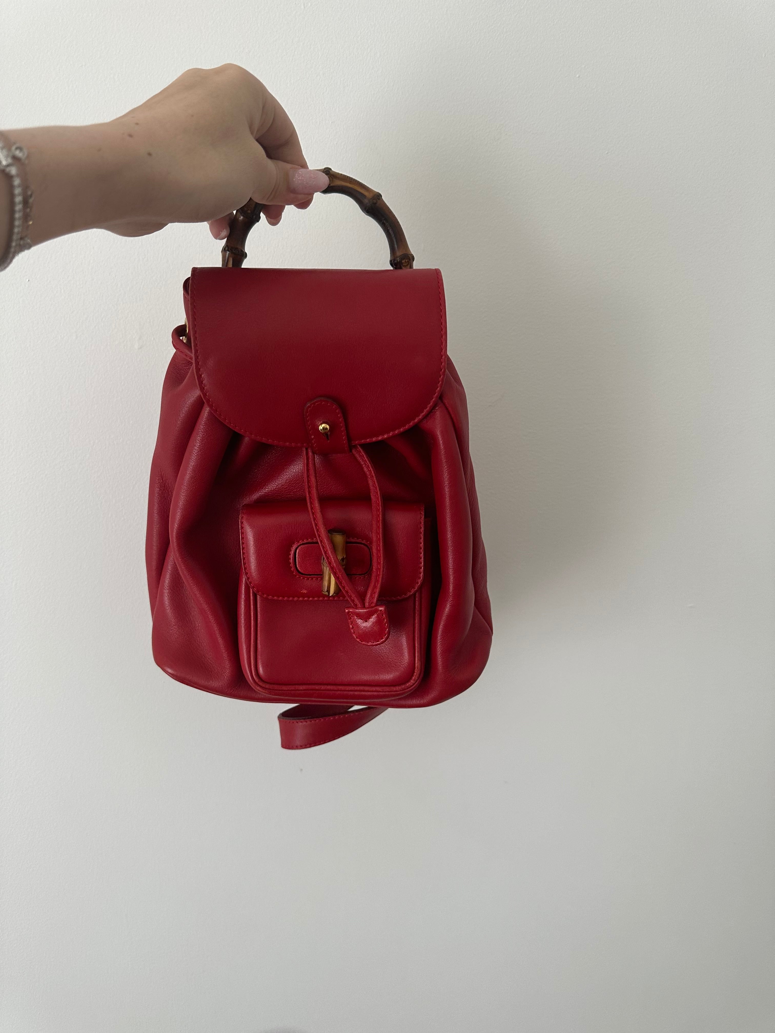 Vintage Red Gucci Small Leather Backpack Timeless Purses