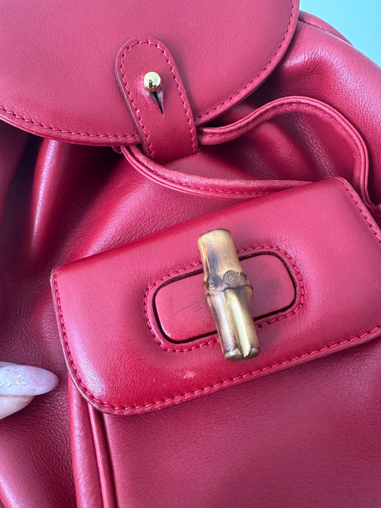 Vintage Red Gucci Small Leather Backpack