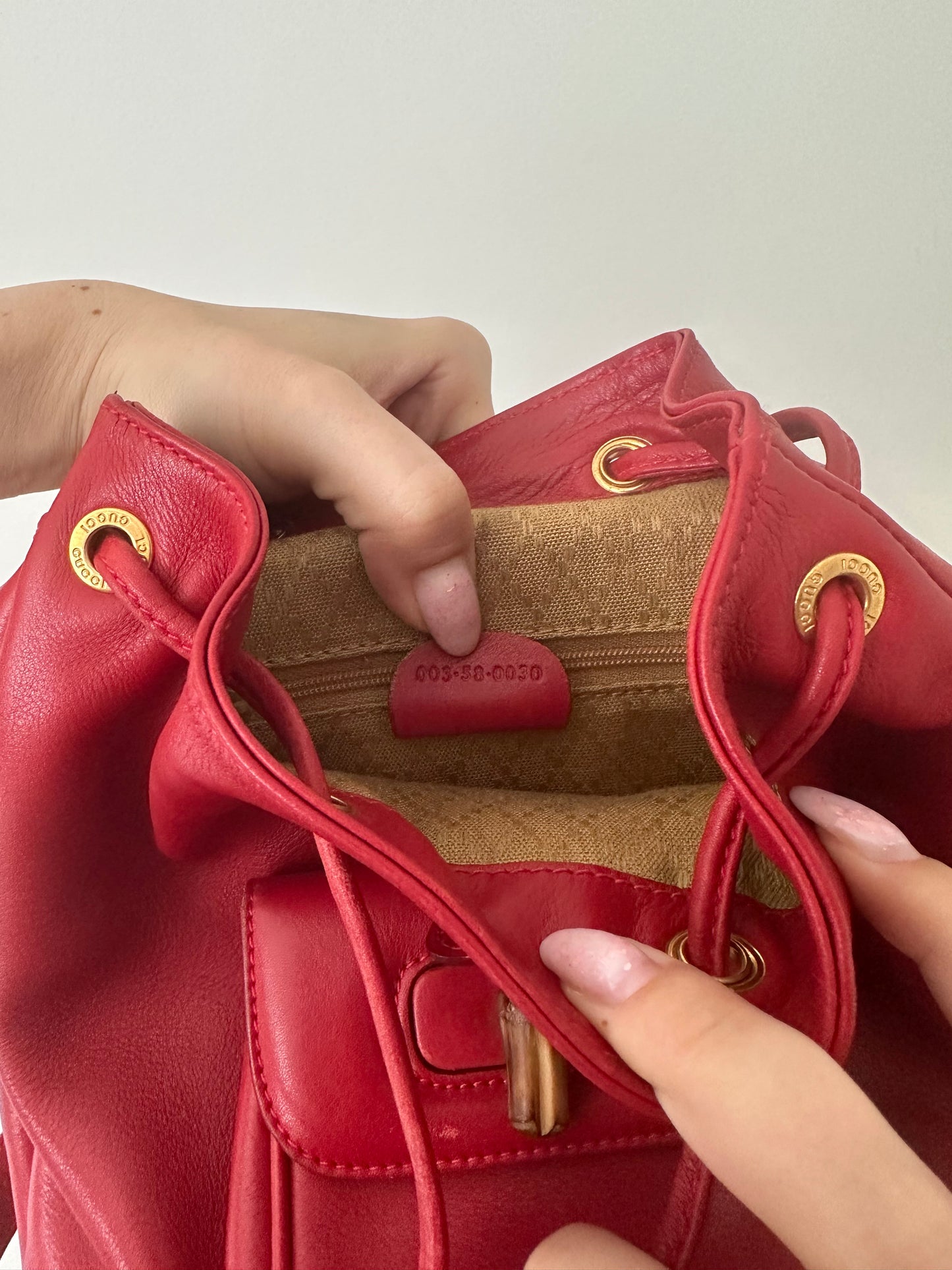 Vintage Red Gucci Small Leather Backpack