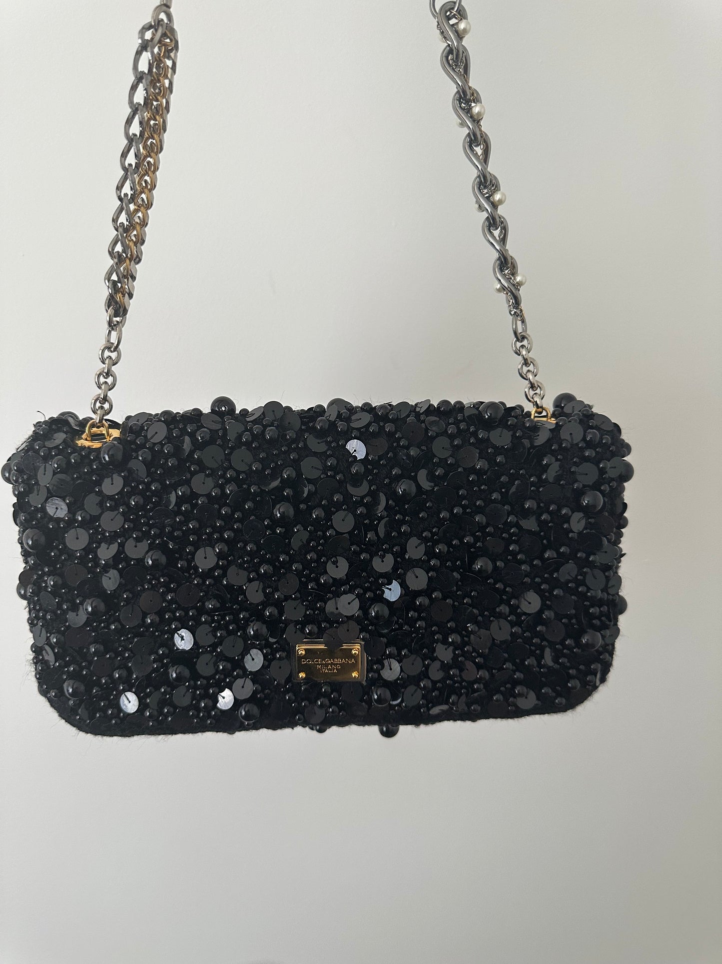 RARE Vintage Dolce & Gabbana Black Beaded Evening/Shoulder Bag